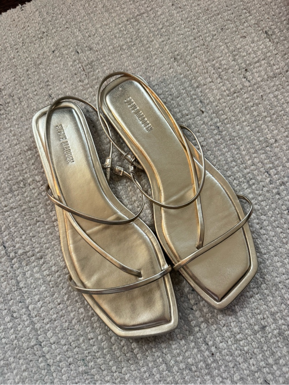 Steve Madden Metallic Gold Strappy Square-Toe Sandals
